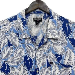 Polo Jeans Ralph Lauren Vtg Mens XL Blue/White Hawaiian Rayon Button Front Shirt